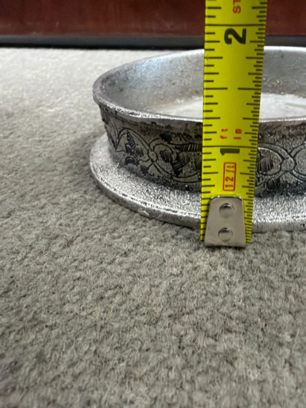 Pewter Wine Bottle Coaster Grape vine/leaf pattern - vintage